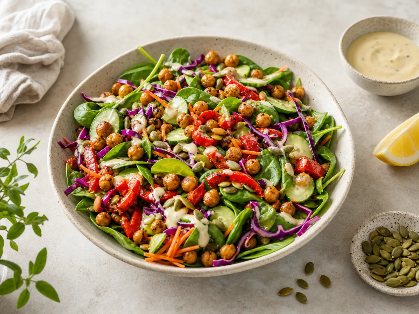 Roasted Chickpea and Spinach Power Salad
