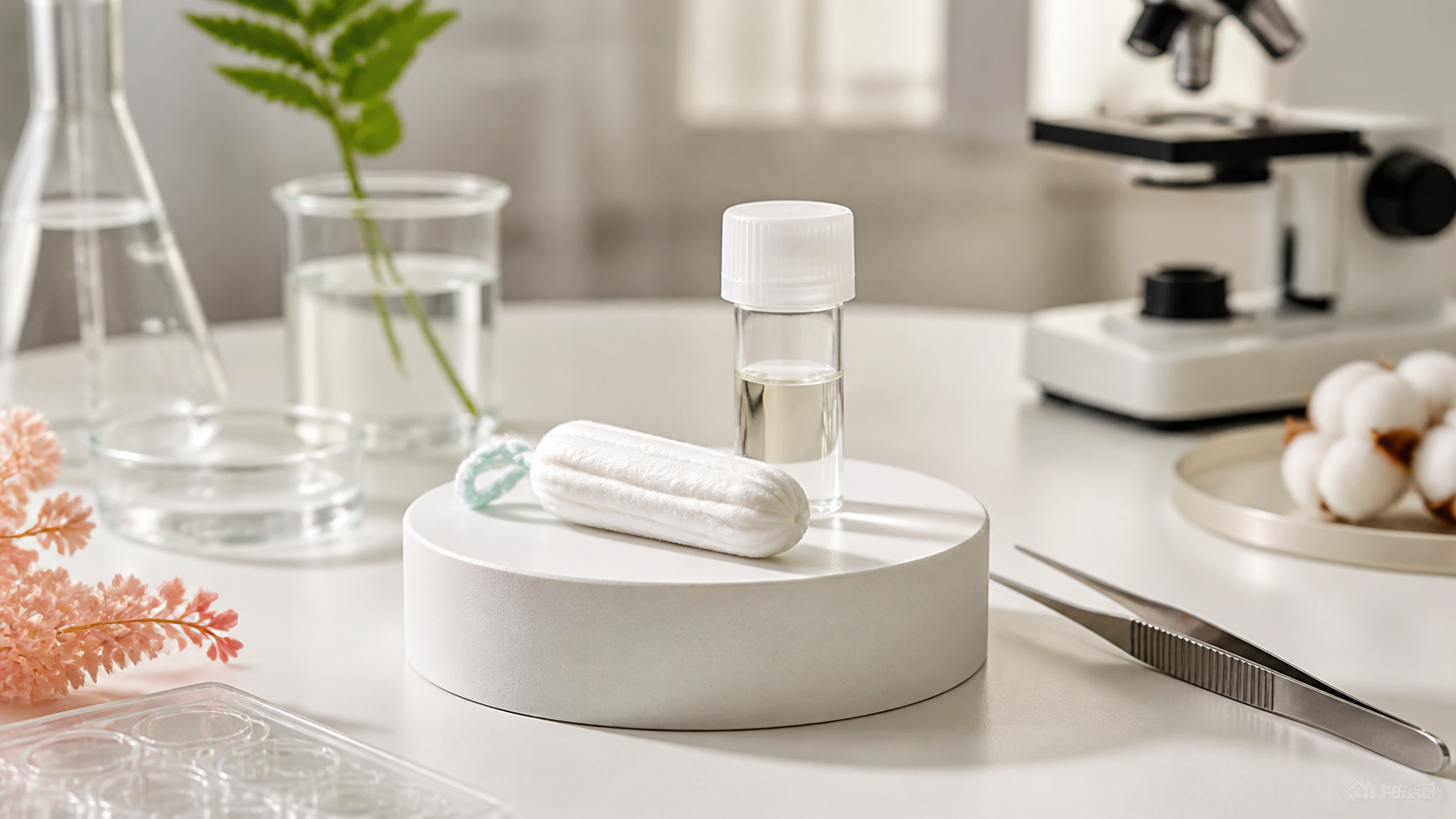Tampons and laboratory equipment arranged for a menstrual product safety study